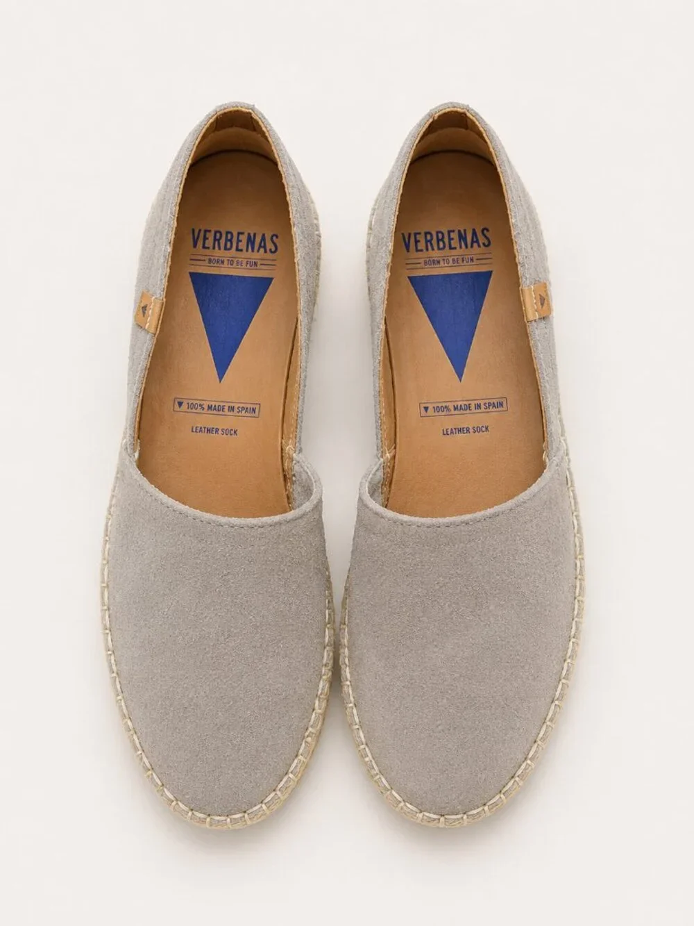 Verbenas Womens EU 38 Gray Suede Espadrille Flats Slip On Shoes Made in Spain